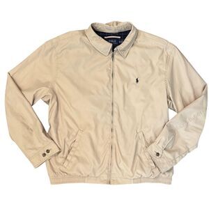 Polo Ralph Lauren Harrington Jacket Mens XXL Khaki Beige Full Zip Up Pony Logo